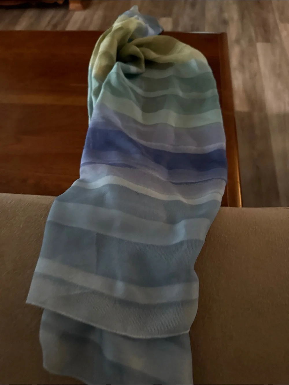 Lightweight Blue and Green Sheer Scarf